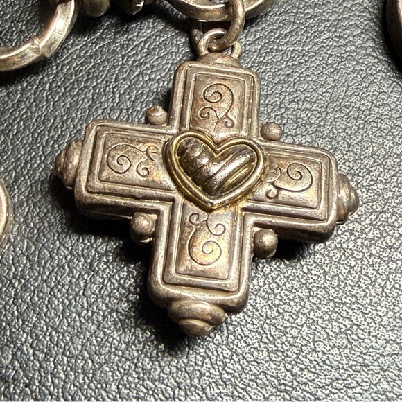 Vintage BRIGHTON Cherish Two-Tone Charm Bracelet Reversible Silver Plate Size 7" - Picture 8 of 11